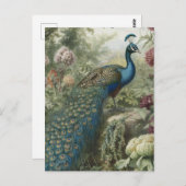 英国の庭の孔雀の植物的なシーン ポストカード (正面/裏面)