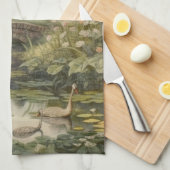 英国の庭の白鳥の植物界 キッチンタオル (四つ折り)