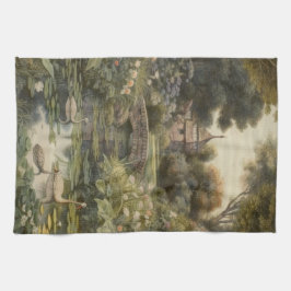 英国の庭の白鳥の植物界 キッチンタオル