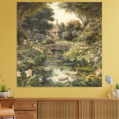 英国の庭の白鳥の植物界 キャンバスプリント (インサイチュ (リビング))