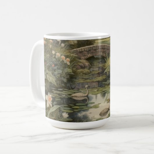 英国の庭の白鳥の植物界 コーヒーマグカップ (正面左)