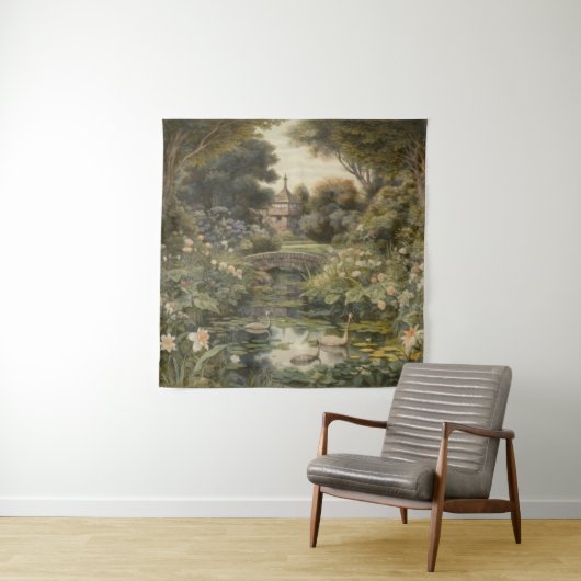 英国の庭の白鳥の植物界 タペストリー (インサイチュ)