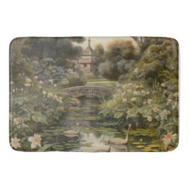 英国の庭の白鳥の植物界 バスマット