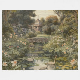 英国の庭の白鳥の植物界 フリースブランケット