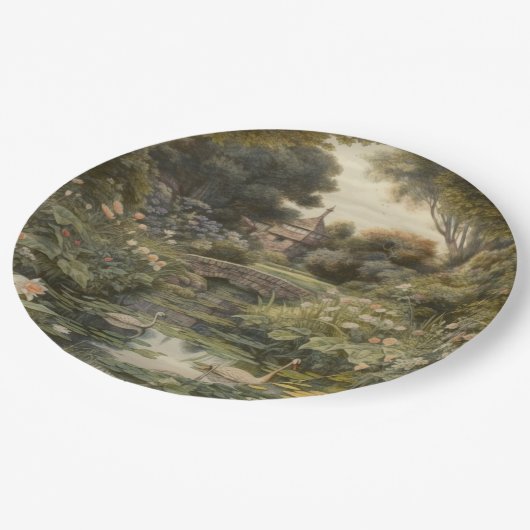 英国の庭の白鳥の植物界 ペーパープレート (アングル)