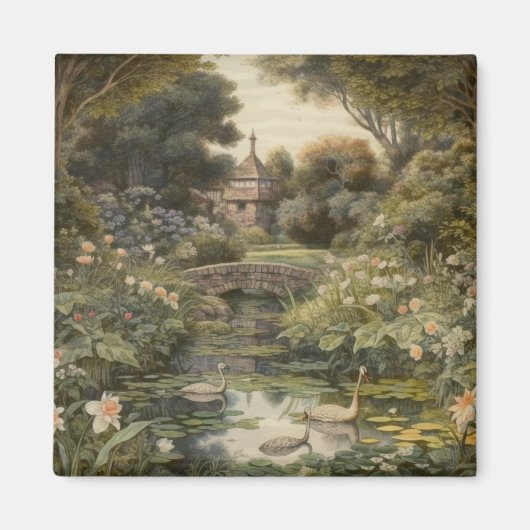 英国の庭の白鳥の植物界 マグネット (正面)