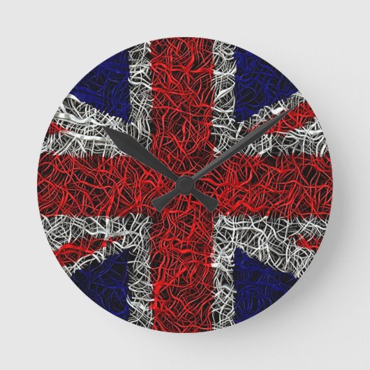 英国の愛国心を持つ英国ジャック国旗 ラウンド壁時計 (正面)
