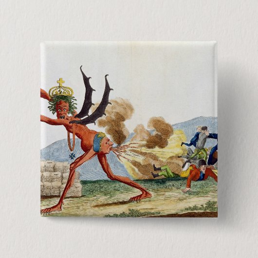 英国の政府の風刺漫画、1793年 缶バッジ (正面)