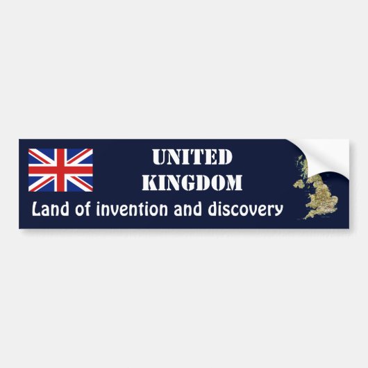 英国の旗+地図ステッカー バンパーステッカー (正面)