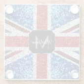 英国の旗 赤 青 白 きらきら 光る モノグラム ガラスコースター (裏面)