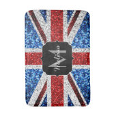 英国の旗 赤 青 白 キラキラ グリッター モノグラム バスマット (正面縦)