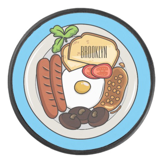 英国の朝食の漫画イラストレーション アイスホッケーパック (正面)