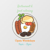 英国の朝食の漫画イラストレーション ウィンドウサイン (シート)