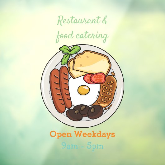 英国の朝食の漫画イラストレーション ウィンドウサイン (シート3)