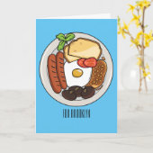 英国の朝食の漫画イラストレーション カード (黄色い花)