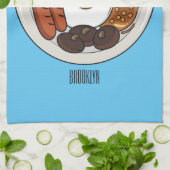 英国の朝食の漫画イラストレーション キッチンタオル (折り畳み)