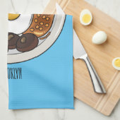 英国の朝食の漫画イラストレーション キッチンタオル (四つ折り)