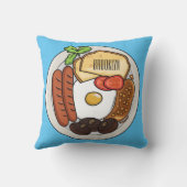 英国の朝食の漫画イラストレーション クッション (裏面)