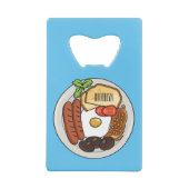 英国の朝食の漫画イラストレーション クレジットカード栓抜き (裏面)