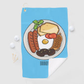 英国の朝食の漫画イラストレーション ゴルフタオル (インサイチュ)