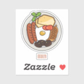 英国の朝食の漫画イラストレーション シール (シート)