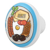 英国の朝食の漫画イラストレーション セラミックノブ (右)