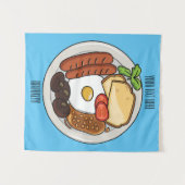 英国の朝食の漫画イラストレーション タペストリー (正面(横))