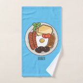 英国の朝食の漫画イラストレーション バスタオルセット (ハンドタオル)
