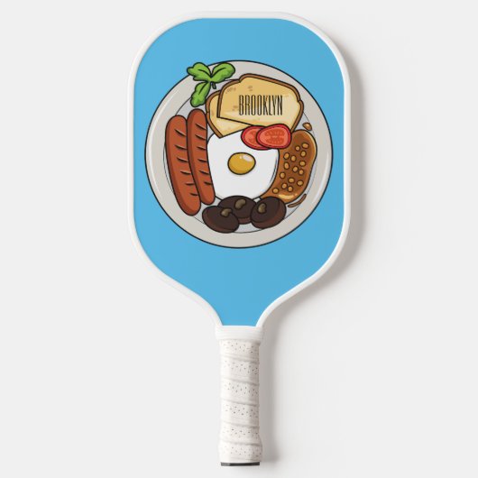 英国の朝食の漫画イラストレーション ピックルボールラケット (正面)