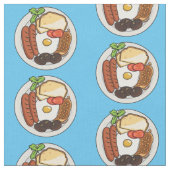 英国の朝食の漫画イラストレーション ファブリック (クローズアップ)