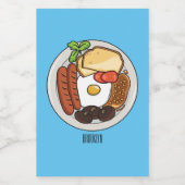 英国の朝食の漫画イラストレーション フードラベル (シングルラベル)