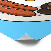 英国の朝食の漫画イラストレーション ポスター (角)