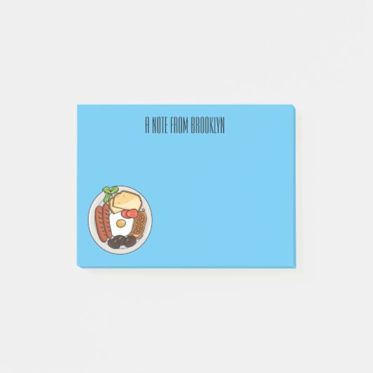 英国の朝食の漫画イラストレーション ポストイット (正面)