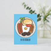 英国の朝食の漫画イラストレーション ポストカード (スタンド正面)