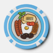 英国の朝食の漫画イラストレーション ポーカーチップ (裏面)