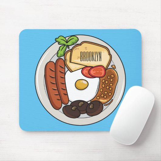 英国の朝食の漫画イラストレーション マウスパッド (マウス)