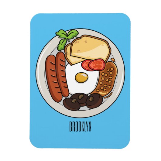 英国の朝食の漫画イラストレーション マグネット (縦)