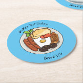 英国の朝食の漫画イラストレーション ラウンドペーパーコースター (アングル)