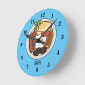 英国の朝食の漫画イラストレーション ラウンド壁時計 (傾斜)