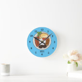 英国の朝食の漫画イラストレーション ラウンド壁時計 (ホーム)