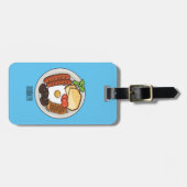 英国の朝食の漫画イラストレーション ラゲッジタグ (正面横)