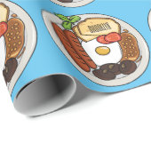 英国の朝食の漫画イラストレーション ラッピングペーパー (ロールコーナー)