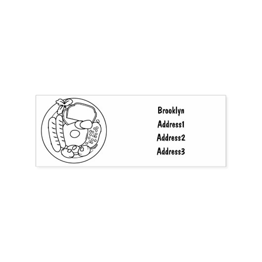 英国の朝食の漫画イラストレーション ラバースタンプ (インプリント)