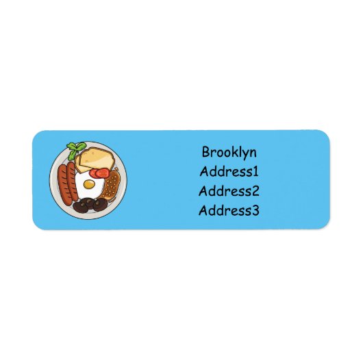 英国の朝食の漫画イラストレーション ラベル (正面)