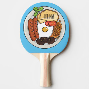 英国の朝食の漫画イラストレーション 卓球ラケット