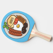 英国の朝食の漫画イラストレーション 卓球ラケット (横)