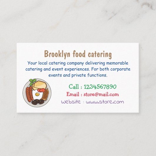 英国の朝食の漫画イラストレーション 名刺 (正面)