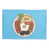 英国の朝食の漫画イラストレーション 枕カバー (裏面)