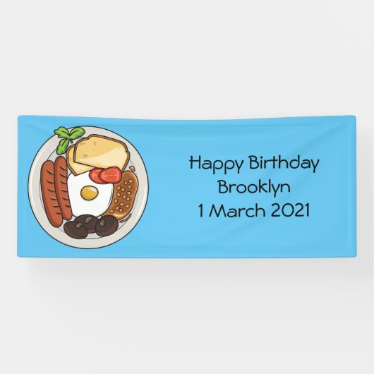 英国の朝食の漫画イラストレーション 横断幕 (横)