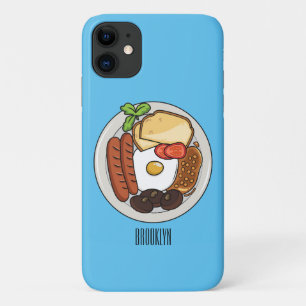 英国の朝食の漫画イラストレーション iPhone 11 ケース